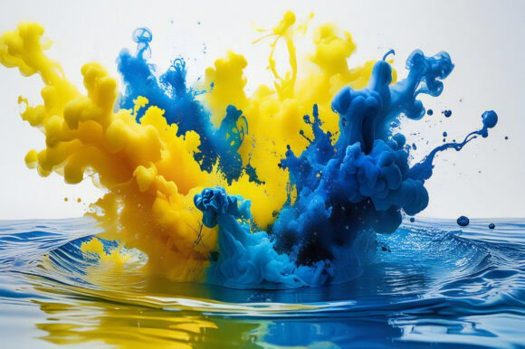 A Blue and Yellow Smoke in Water: A Versatile Creative Background for Modern Designers