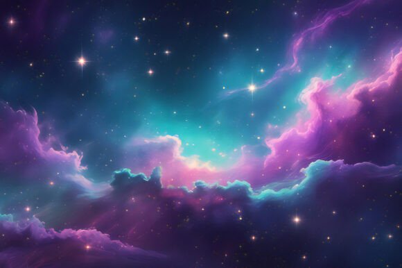 A Colorful Clouds and Stars in the Sky