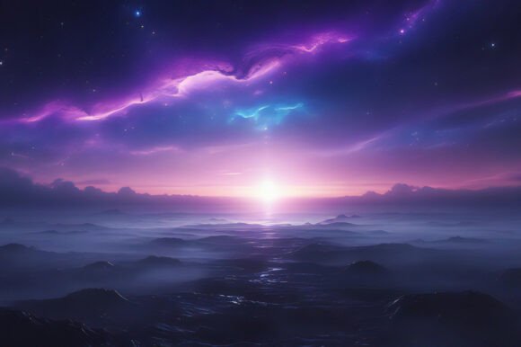 A Purple and Blue Sky over Mountains