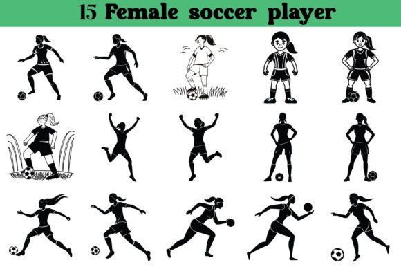 Female Soccer Player Vector, Vol-1