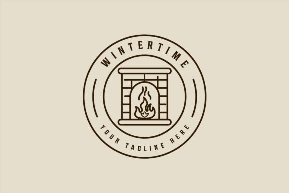 Fireplace or Chimney Logo Vector Line: A Versatile Design for Winter Celebrations