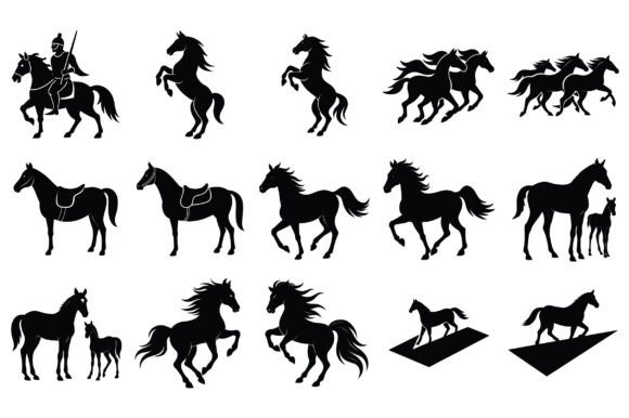 Horse Silhouette Vector -Vol 2