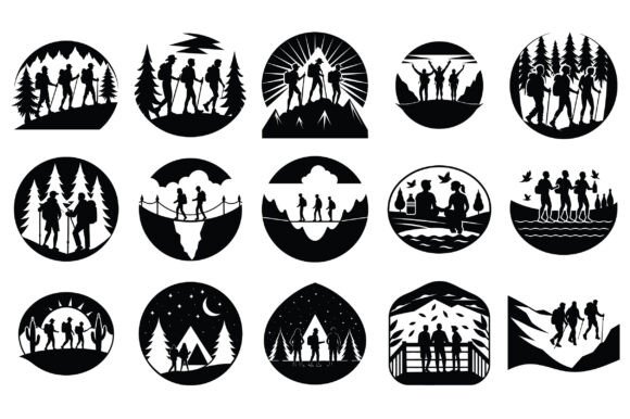 Male and Female Hiker Set Vector -Vol 1