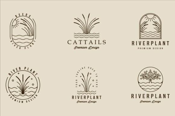 Set of River Plant Reed Logo Line Art: A Versatile Design for Modern Creatives