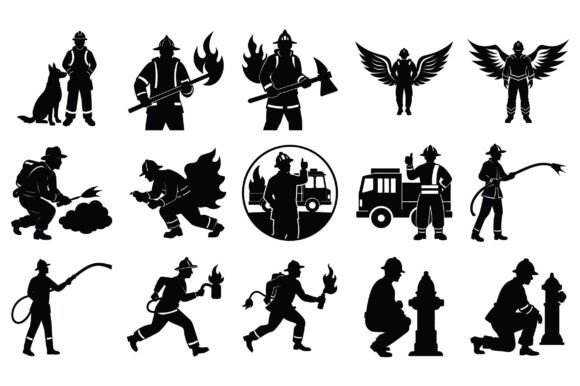 Silhouette Firefighters Pose -Vol 2