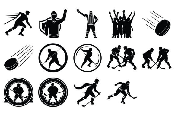 Silhouette Ice Hockey Vector -Vol 3