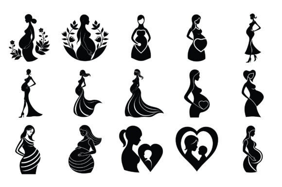 Silhouette Pregnant Lady Vector for Creative and Practical Use