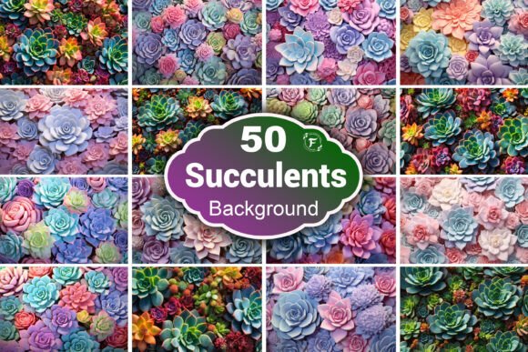 Succulents Background: Nature-Inspired Digital Designs